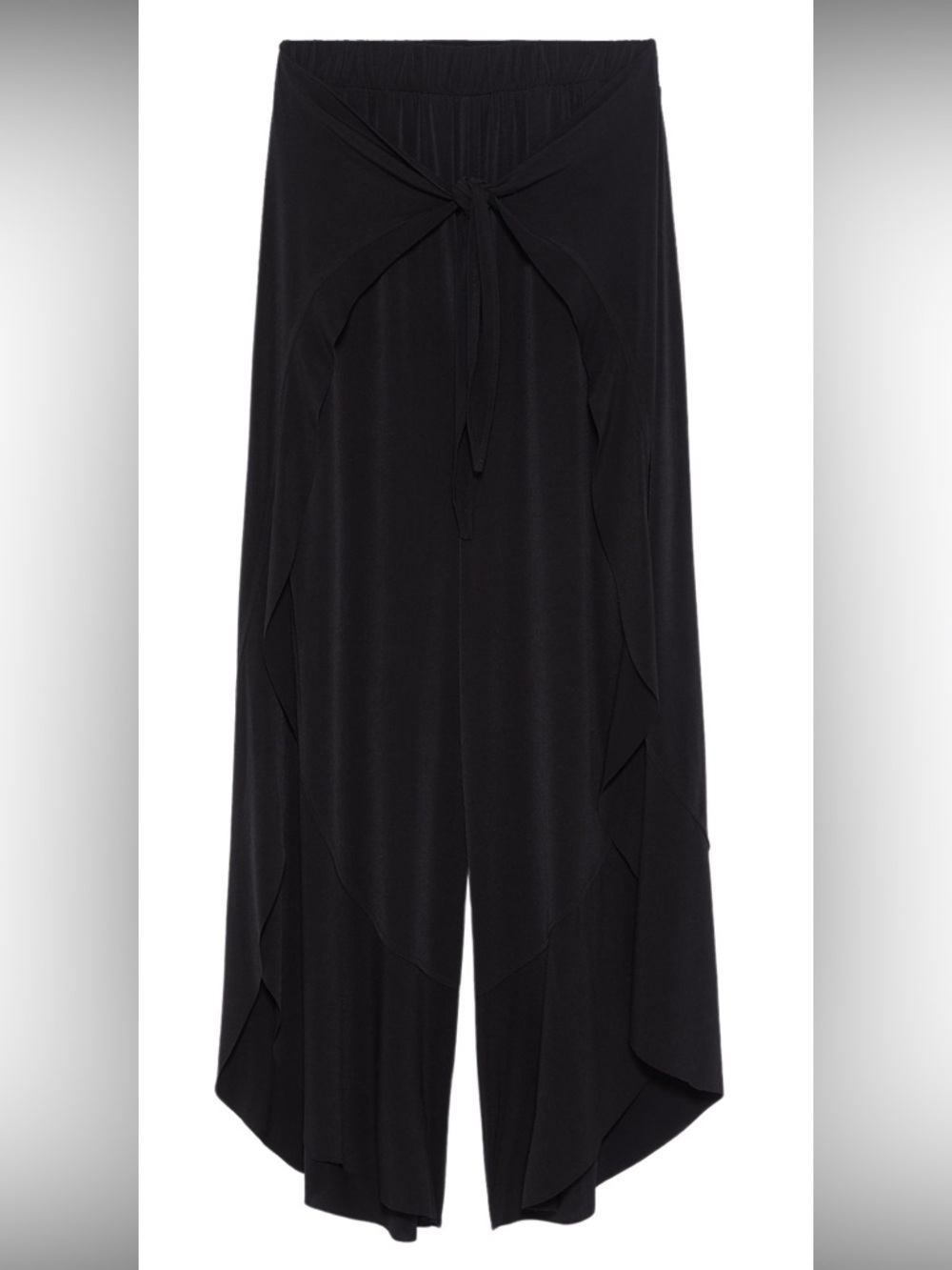 Zara Black Wide-Leg Tie-Front Pants Size S NWT